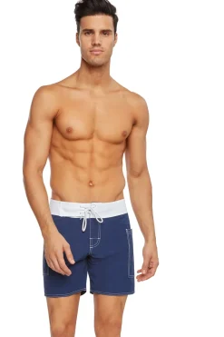 Sauvage Swimwear Board Shorts | Men's Summer*Banded Pocket Board - Navy Navy/Wht