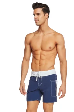 Sauvage Swimwear Board Shorts | Men's Summer*Banded Pocket Board - Navy Navy/Wht