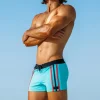 Sauvage Swimwear Swim Trunks*Capri Jade Stripe Retro Lycra Swimmer Jade