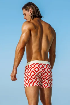 Sauvage Swimwear Swim Trunks*Como Red Retro Lycra Swimmer Red
