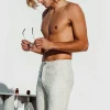 Sauvage Swimwear Workout + Linen*Cream Stripe Linen Shorts Cream Stripe