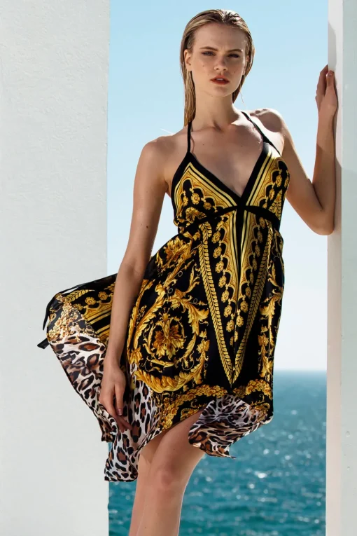 Sauvage Swimwear Italian Prints*Designer Silk Dress- Leopard