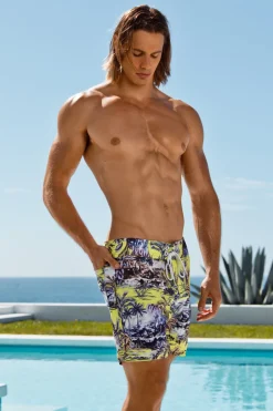 Sauvage Swimwear Board Shorts*Jungle Palms Boardwalk Surf Short Jungle Palms