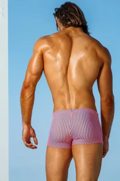 Sauvage Swimwear Square Cuts*Orange/Navy Stripe Squarecut Orange/Navy