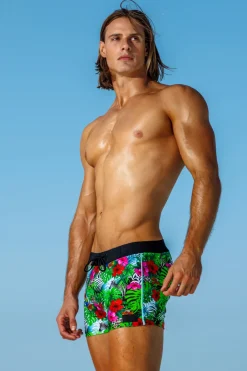 Sauvage Swimwear Swim Trunks*Rainforest Retro Lycra Swimmer Wildside