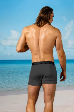 Sauvage Swimwear Swim Trunks | Men's Summer*Retro Lycra Swimmer - Charcoal/Blk Charcoal