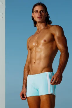 Sauvage Swimwear Square Cuts*Stripe Squarecut - Aqua/Wht Aqua/White