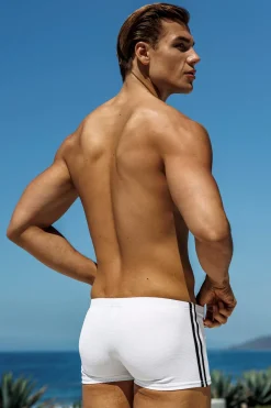 Sauvage Swimwear Square Cuts | Men's Summer*White Pique Stripe Squarecut