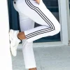 Sauvage Swimwear Workout + Linen*Woven Stripe Workout Pants White