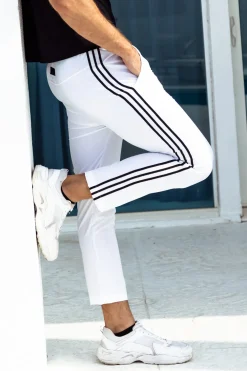 Sauvage Swimwear Workout + Linen*Woven Stripe Workout Pants White