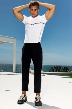Sauvage Swimwear Workout + Linen*Woven Stripe Workout Pants Black Black
