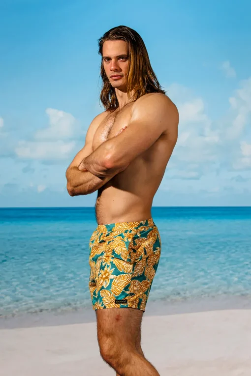 Sauvage Swimwear Board Shorts | Men's Summer*Yellow-Green St. Tropez Flower Pull-on Trunks